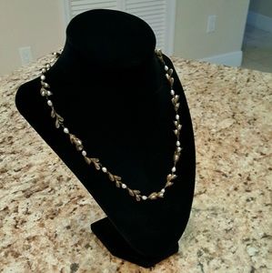 Ivory Freshwater Pearls in Bronze Leaf Vine Bridal